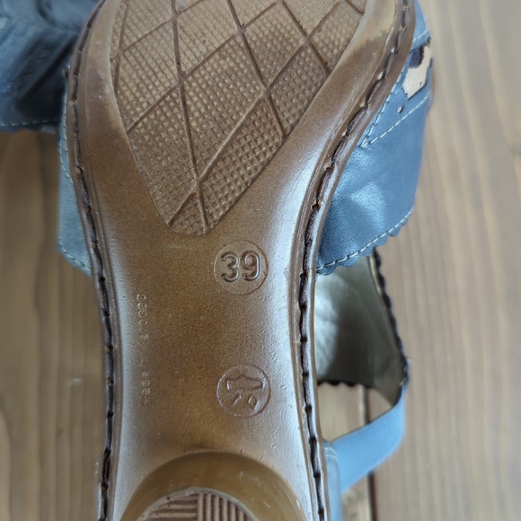 Rieker Blue Leather Heels Shoes Sandals - Picture 12 of 12